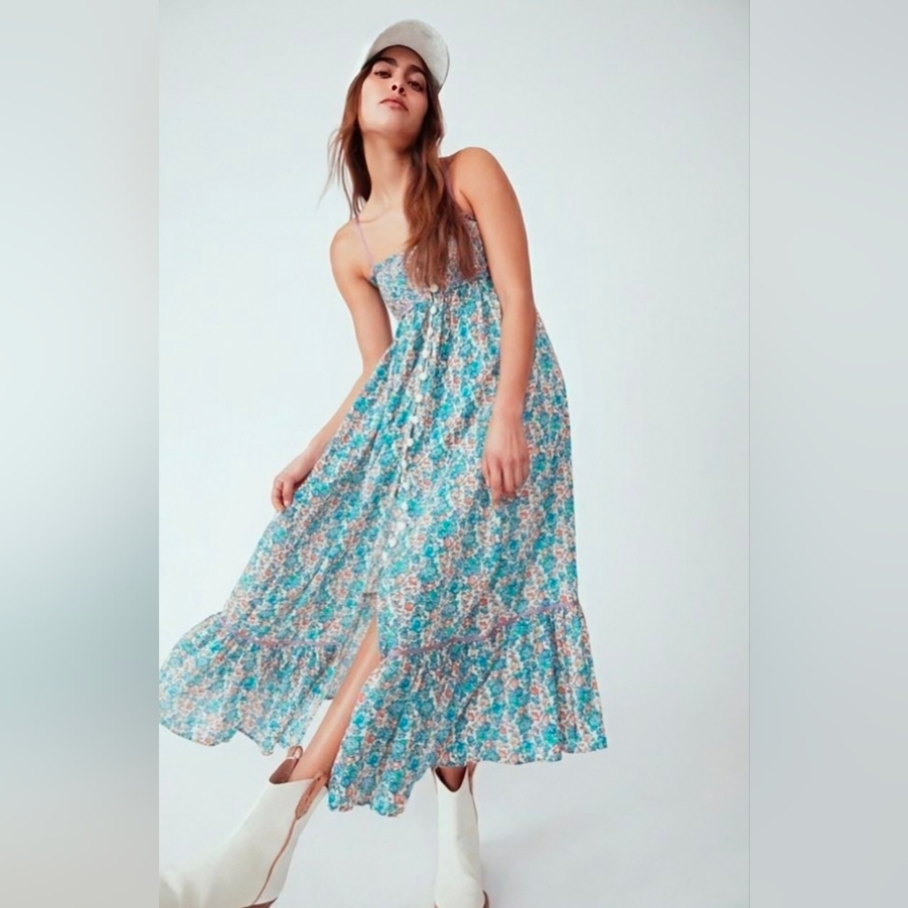 NWT Free People • Molly Jo Midi Dress in Blossom Combo
